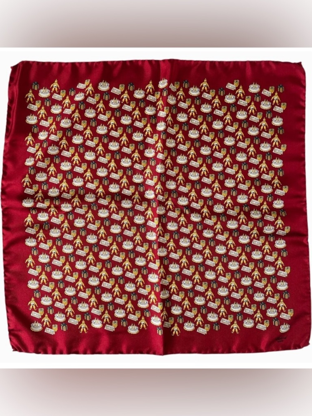 Chopard Red Silk Happy Birthday Pocket Square Scarf